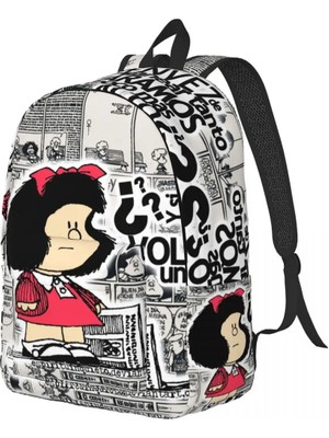 Yuying Shop No.6 Stili 31X16X45CM Mafalda Karikatür Kanvas Sırt Çantası Erkekler Kadınlar Için Suya Dayanıklı Okul Koleji Anime Çanta Baskı Okul Çantalarını (Yurt Dışından)