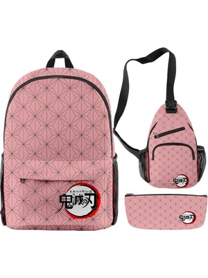 Yuying Shop Net Stil 3D Japonya Anime Iblis Avcısı Sırt Çantası Crossbody Çanta Kalem Kutusu Ilköğretim ve Ortaokul Öğrencileri Erkek Kız Cosplay Okul Çantası (Yurt Dışından)