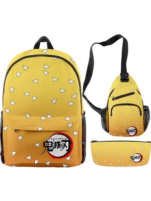 Yuying Shop Net Stil 3D Japonya Anime Iblis Avcısı Sırt Çantası Crossbody Çanta Kalem Kutusu Ilköğretim ve Ortaokul Öğrencileri Erkek Kız Cosplay Okul Çantası (Yurt Dışından)