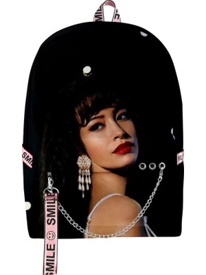 Yuying Shop Siyah Stil Selena Quintanilla Sakura Kadın Sırt Çantası Erkekler Oxford Su Geçirmez Spor Sırt Çantası Genç Erkek Kız Büyük Kapasiteli Okul Çantası (Yurt Dışından)