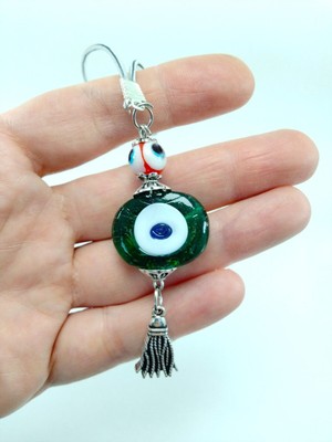 Biuti Yeşil Nazar Boncuğu Araba Dikiz Ayna Süsü El Yapımı Cam Danagözü Lüks Hediyelik Aksesuar