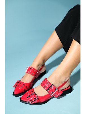 Luvi Paloma Kırmızı Rugan Tokalı Kadın Sandalet