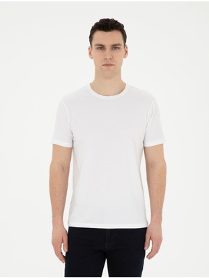 Pierre Cardin Erkek Beyaz Slim Fit Basic Tişört 50280751-VR013