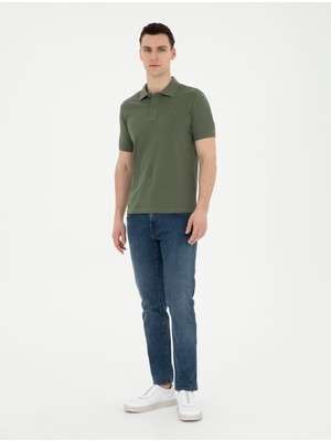 Pierre Cardin Erkek Haki Slim Fit Basic Tişört 50280754-VR027