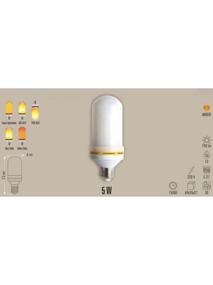 Linway LED Alev Ampul Amber 5W