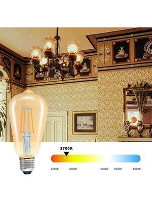 Linway Rustik LED Fılament Ampul Amber 6W