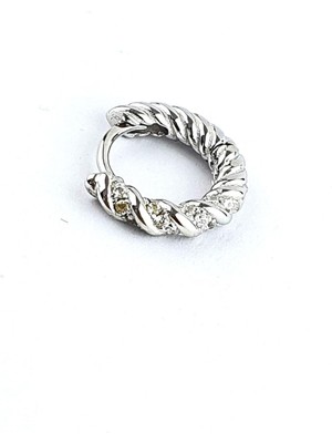 Ose Shop  Zirkon Taş Detaylı 925AYAR Gümüş Minimal Italyan Burgu Tek Halka Küpe