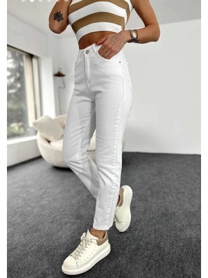 Double TT Kadın Yüksek Bel Mom Jeans Pantolon