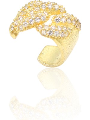 Midyat Nurtaş Gümüş Zirkon Taşlı Yaldızlı Kıkırdak 925 Ayar Gümüş Kadın Küpe 201022980