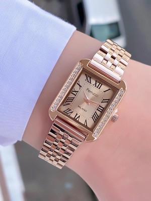 Ferrucci  Dikdörtgen Vintage Kadın Metal Kordon Kol Saati