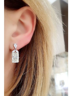 Sky Diamond Sitrin Taşlı 925ayar Gümüş Lüks Küpe