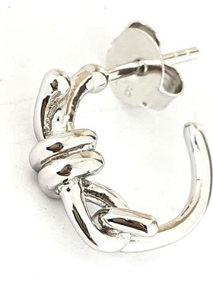 Ose Shop  Italyan 925AYAR Gümüş Tasarım Düğüm Figürlü Tek Erkek Yarım Halka Küpe