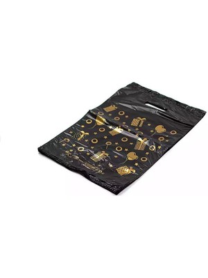 Arma Baskılı Mini Blok Poşet Torba - No : 0 - 20X30 Cm. - Siyah - 100 Adetlik 1 Paket