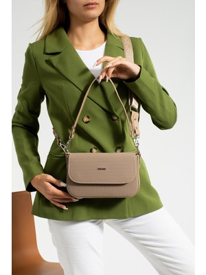 Just Polo Vizon Yeni Sezon Lakoste Kumaş 5 Gözlü Kadın Çapraz Omuz Çantası 23X14CM PBU1033