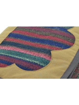 Hit Dükkan Kilim Kumaş Otantik Renkli Omuz Askılı (9CMX25CMX32CM) Iki Gözlü Kadın Çanta No3