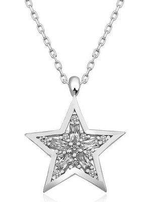 Serra Jewels ​​Gümüş Baget Taşlı Yıldız Kolye