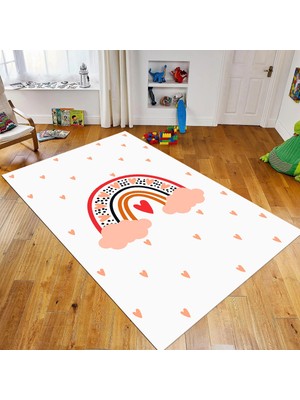 Viyana Home Dijital Baskılı Kaymaz Taban Yıkanabilir Çocuk Odası Oyun Halısı, V-Çocuk-15-Beyaz,