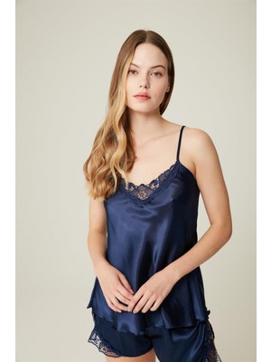 Loremp  Belinda Top-Navy Saten Bustiyer Lacivert