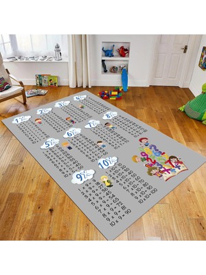 Viyana Home Dijital Baskılı Kaymaz Taban Yıkanabilir Çocuk Odası Oyun Halısı, V-Çocuk-05-Gri ,
