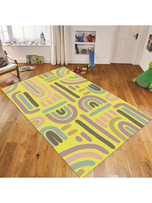 Viyana Home Dijital Baskılı Kaymaz Taban Yıkanabilir Çocuk Odası Oyun Halısı, V-Çocuk-26-Sarı,