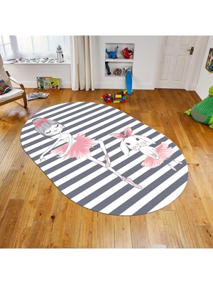 Viyana Home Dijital Baskılı Kaymaz Taban Yıkanabilir Oval Çocuk Odası Oyun Halısı, V-O-Çocuk-09-Gri,