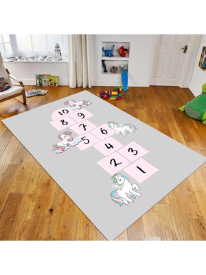 Viyana Home Dijital Baskılı Kaymaz Taban Yıkanabilir Çocuk Odası Oyun Halısı, V-Çocuk-37-Gri,