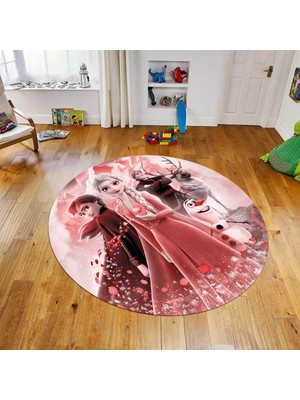 Viyana Home Dijital Baskılı Kaymaz Taban Yıkanabilir Yuvarlak Çocuk Odası Oyun Halısı, V-Y-Çocuk-42-Kırmızı,
