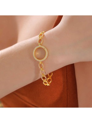 Serra Jewels Gümüş Çeyrek Takılabilen Altın Kaplama Kadın Bileklik