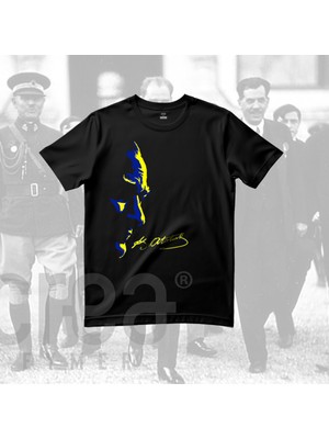 Crea Eymer Wear 19 Mayıs Atatürk Silüet Baskılı Siyah Tişört