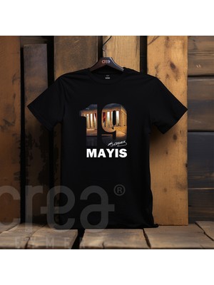 Crea Eymer Wear 19 Mayıs Özel Tasarım Atatürk Anıtkabir Baskılı Siyah Tişört