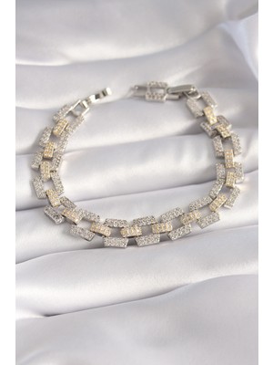 Clariss Pirinç Gümüş Renk Zirkon Taşlı Vıp Seri Kadın Bileklik