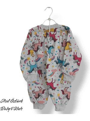 Asil Öztürk Baby & Kids Balam Kız Çocuk Unicorn At Desenli Alt Üst Eşofman Takımı Pijama