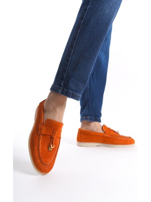 Mubiano Collection Mubiano Hakiki Deri Collection Kadın Süet Loafer & Babet Oranj -MCKRY1410-ORJ