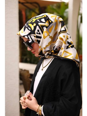 Silk Home Twill Ipek Eşarp Siyah, Gri, Sarı 11427-36
