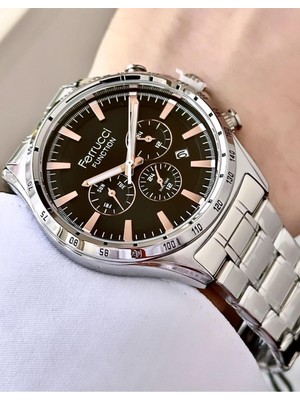 Ferrucci Erkek Fonksiyonlu Metal Kordon Kol Saati