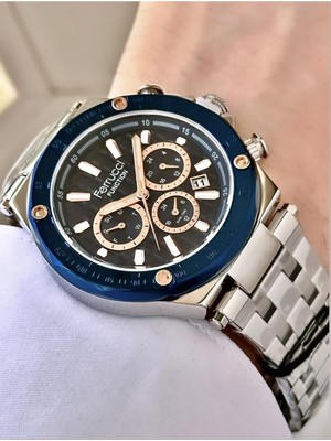 Ferrucci Erkek Fonksiyonlu Metal Kordon Kol Saati