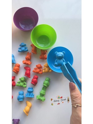 Bilmiş Çocuk Montessori Eğitici Eğlenceli Sevimli Hayvanlar Aktarım Seti 44 Parça