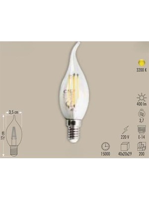 Linway LED Fılament Ampul Damla Kıvrık Uç Gün Işığı 4W