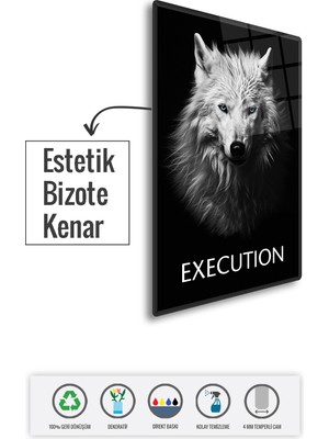 Decorita Cam Tablo | Motivasyon Serisi | Wolf - Execution | 40CM x 60CM