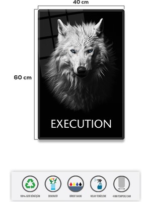 Decorita Cam Tablo | Motivasyon Serisi | Wolf - Execution | 40CM x 60CM