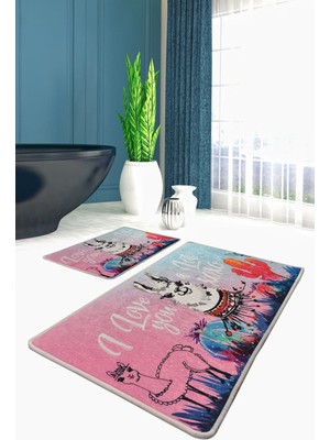 Chilai Home Whıte Lama 2'li Set Banyo Halısı, Paspas Djtbanyo