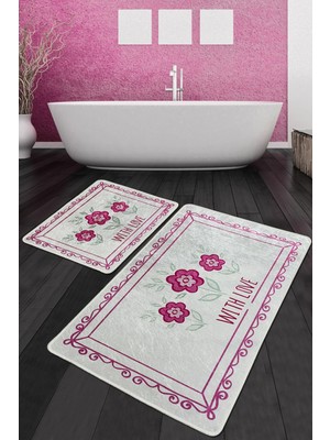 Chilai Home With Flower Banyo Halısı 2'li Set Djtbanyo