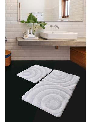 Chilai Home Wave Beyaz 2Li Set Banyo Halısı Akrilik