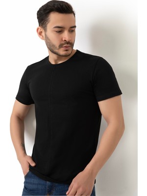 Polo State Erkek Bisiklet Yaka Regular Fit Tişört Siyah