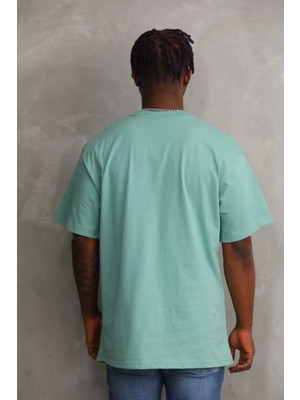 Mirage Baskılı Oversize T-Shirt - Mint Yeşili