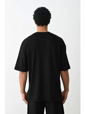 Mirage Baskılı Oversize T-Shirt - Siyah