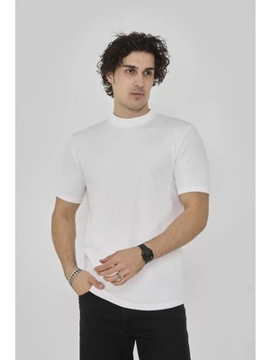 Mirage Bisiklet Yaka Slim Fit T-Shirt - Beyaz