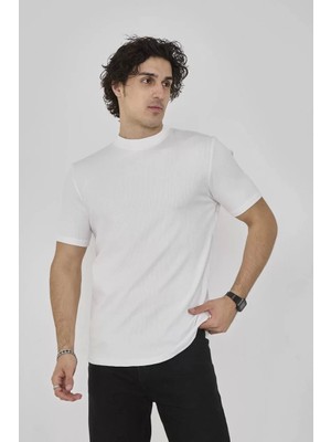 Mirage Bisiklet Yaka Slim Fit T-Shirt - Beyaz