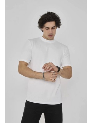 Mirage Bisiklet Yaka Slim Fit T-Shirt - Beyaz