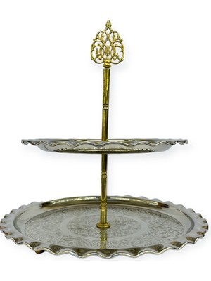 Efemir Işlemeli Bakır Katlı Kurabiyelik ve Pastalık